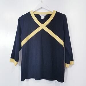 Exclusively Misook Knitwear Black Yellow Blouse